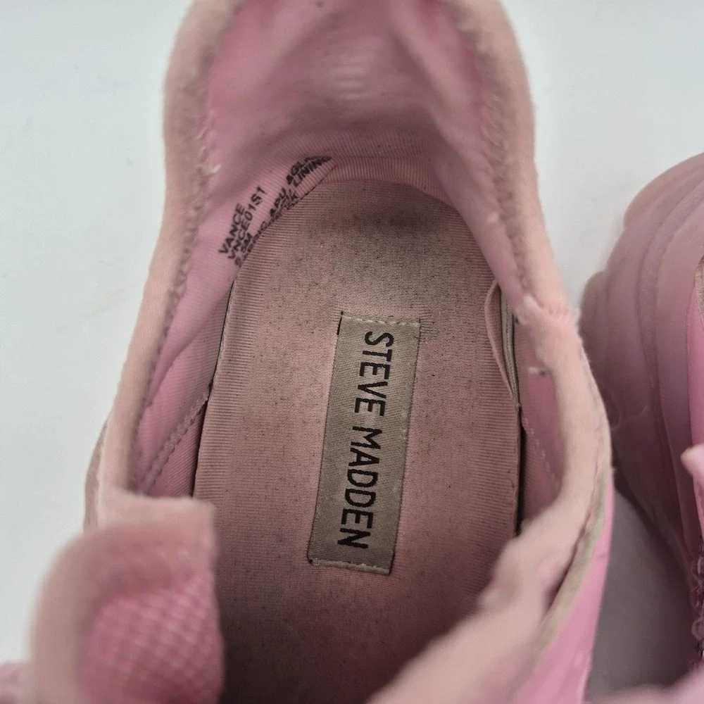 Steve Madden Vance Shoes Womens Size 6.5 Pink Mesh Rhinestone Sneakers‎ VNCE01S1